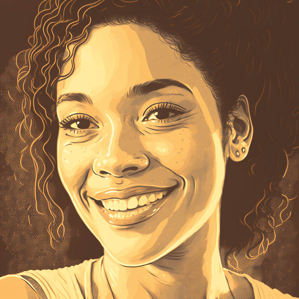 Illustration of smiling woman without adult acne